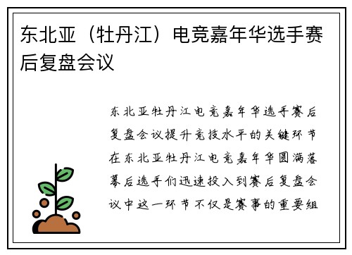 东北亚（牡丹江）电竞嘉年华选手赛后复盘会议